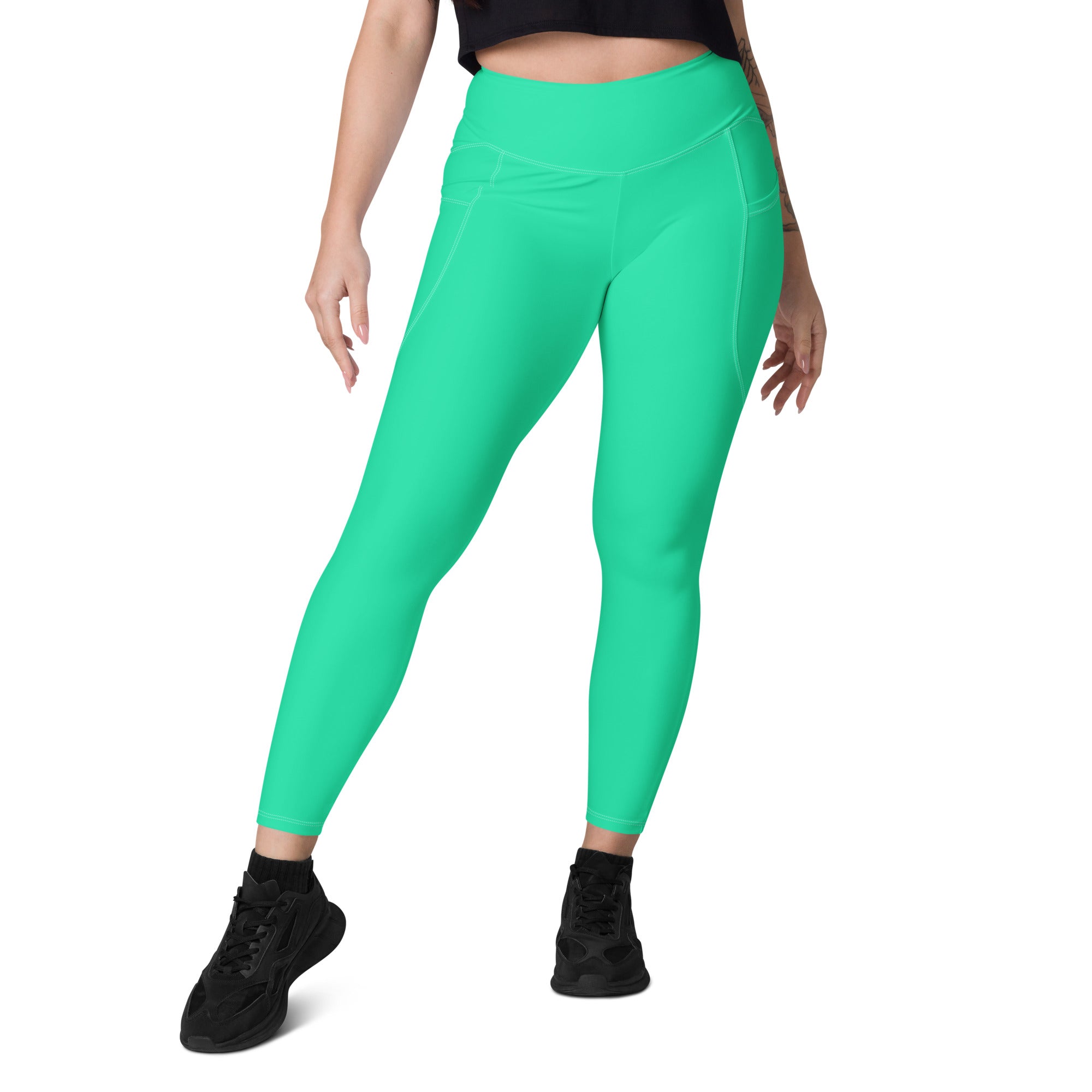 Leggings with Pockets in Sea Green
